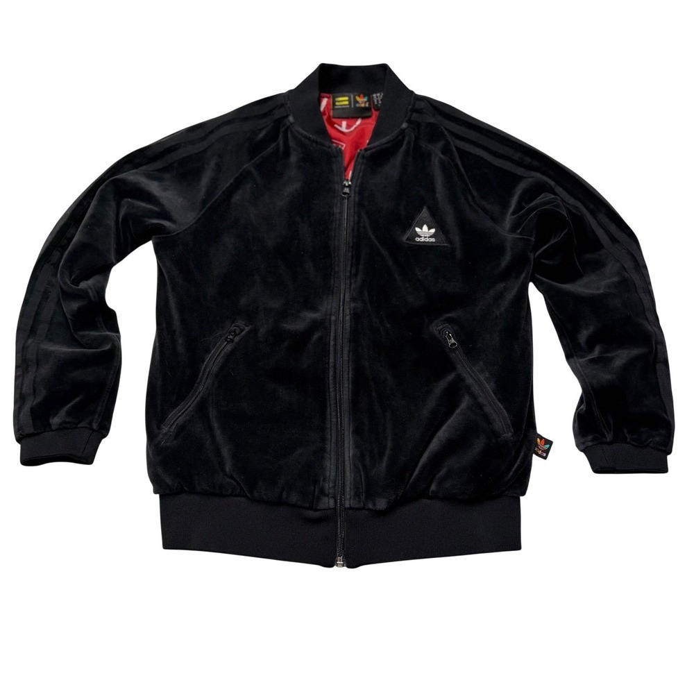adidas Pharrell Williams HU Superstar Velour Jacket Womens S BR1865 Black